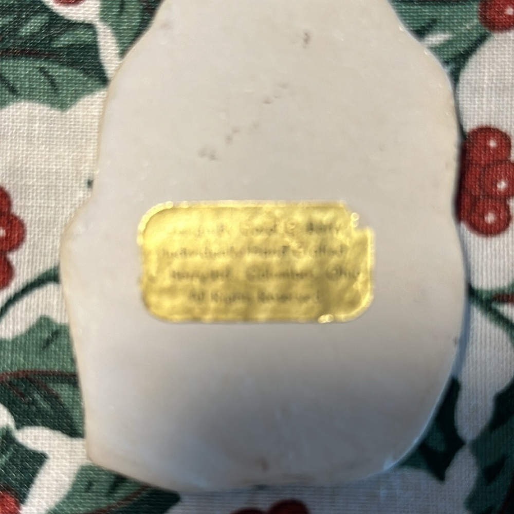 Longaberger traditional holly reversible fabric squares w/ Chilly Snowman Tie-on - Picture 3 of 7